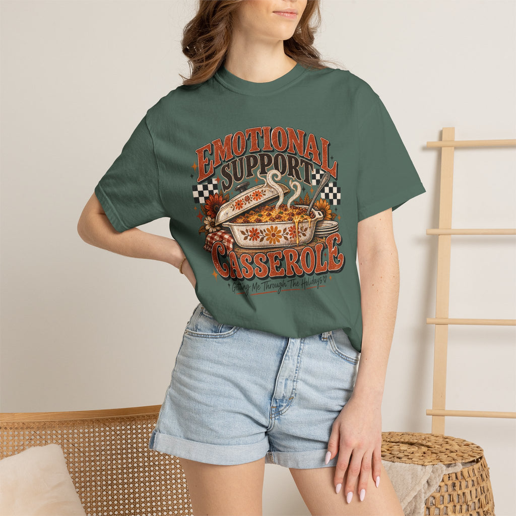 Emotional Support Casserole Vintage Thanksgiving Graphic Tee