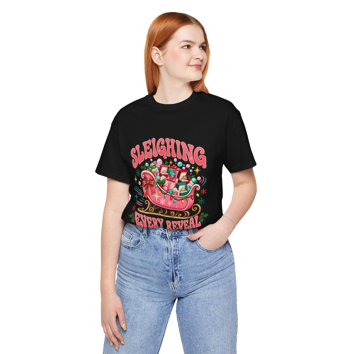 Sleighing Every Reveal Retro Christmas Tee