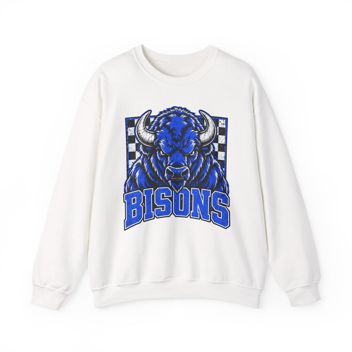 Vintage Bisons Checkerboard Crewneck Sweatshirt