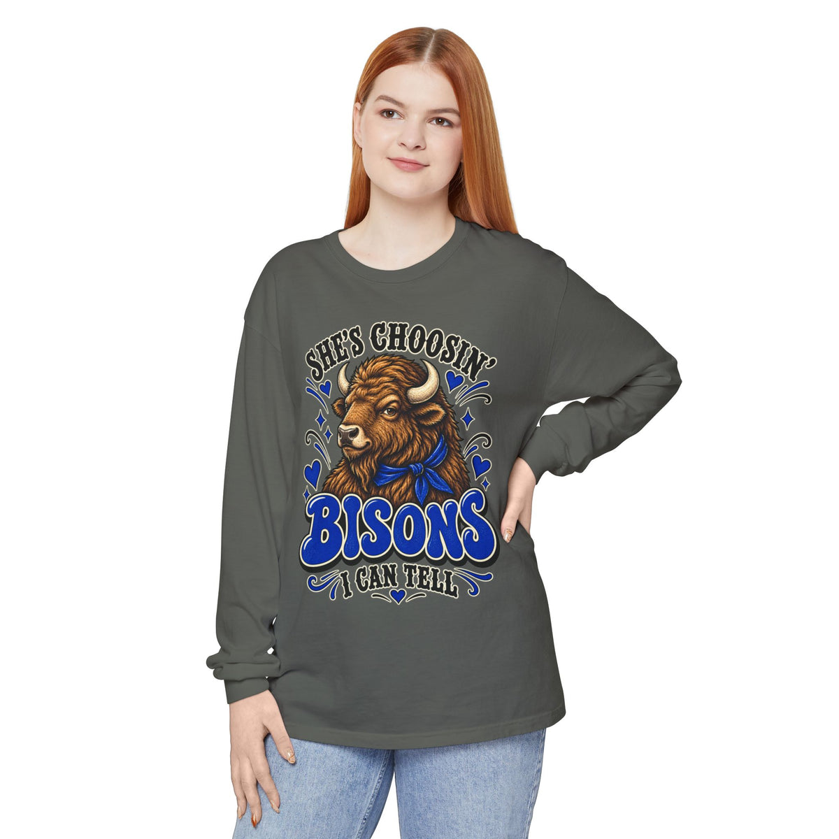 She’s Choosin’ Bisons, I Can Tell Vintage Long-Sleeve Tee