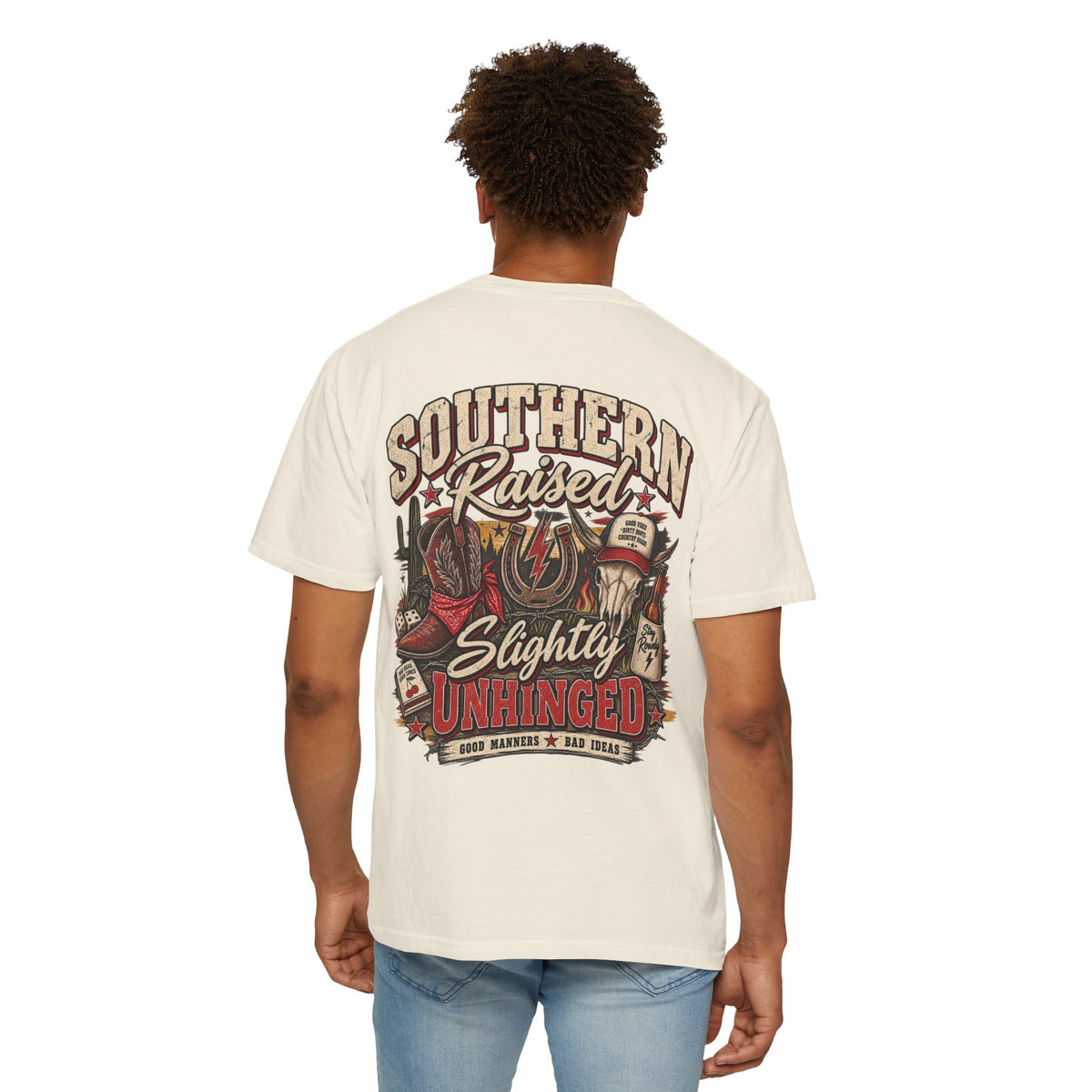 Southern Raised & Slightly Unhinged Comfort Colors Tee
