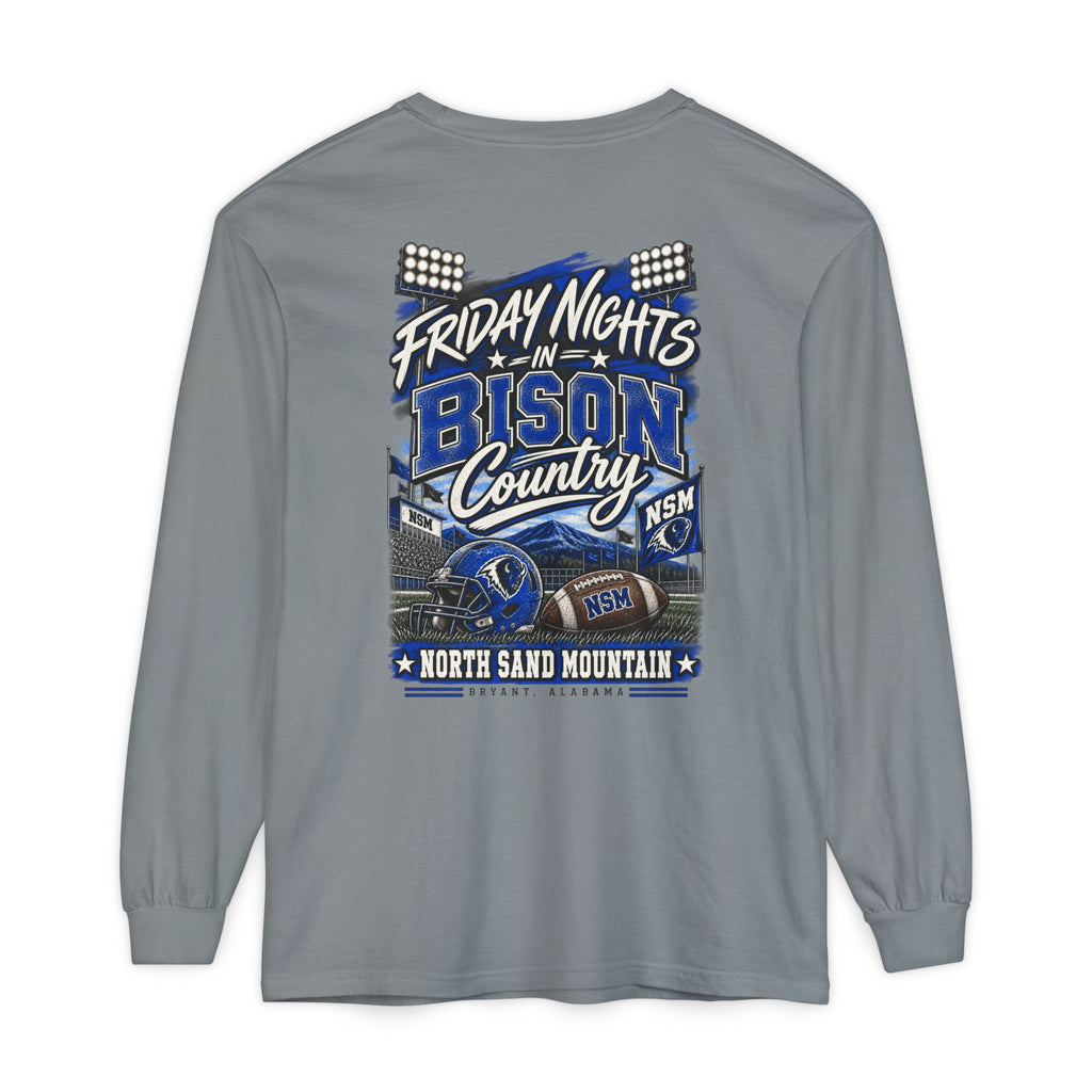Friday Nights in Bison Country Comfort Colors Long Sleeve