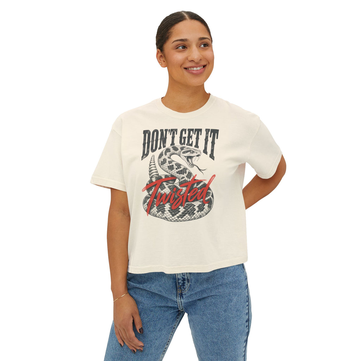 Don’t Get It Twisted Rattlesnake Boxy Crop Tee