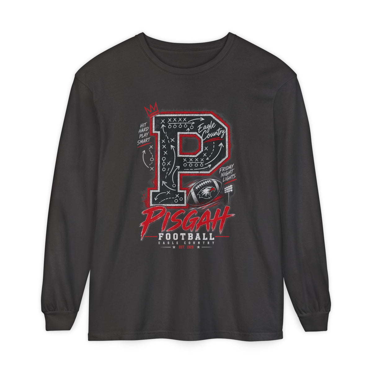 Pisgah Eagles Football Playbook Comfort Colors Long Sleeve