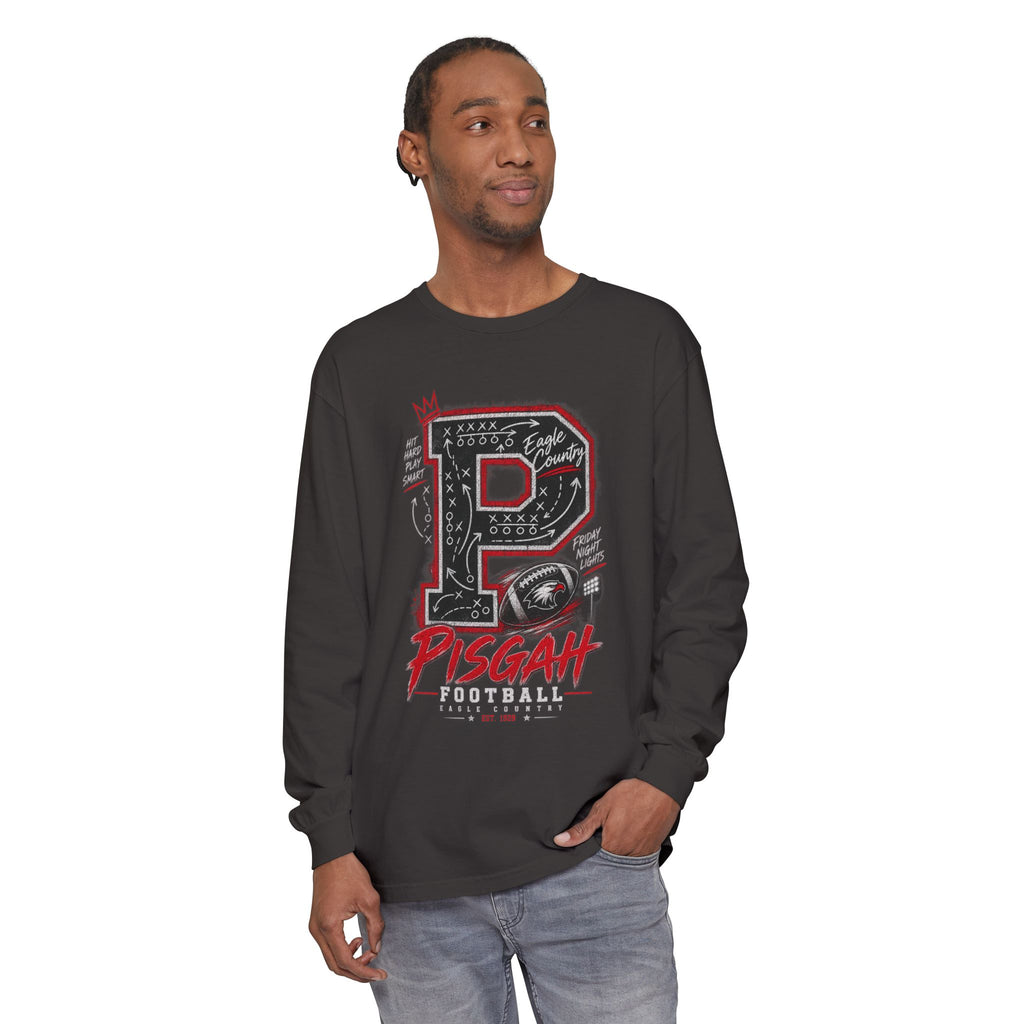 Pisgah Eagles Football Playbook Comfort Colors Long Sleeve