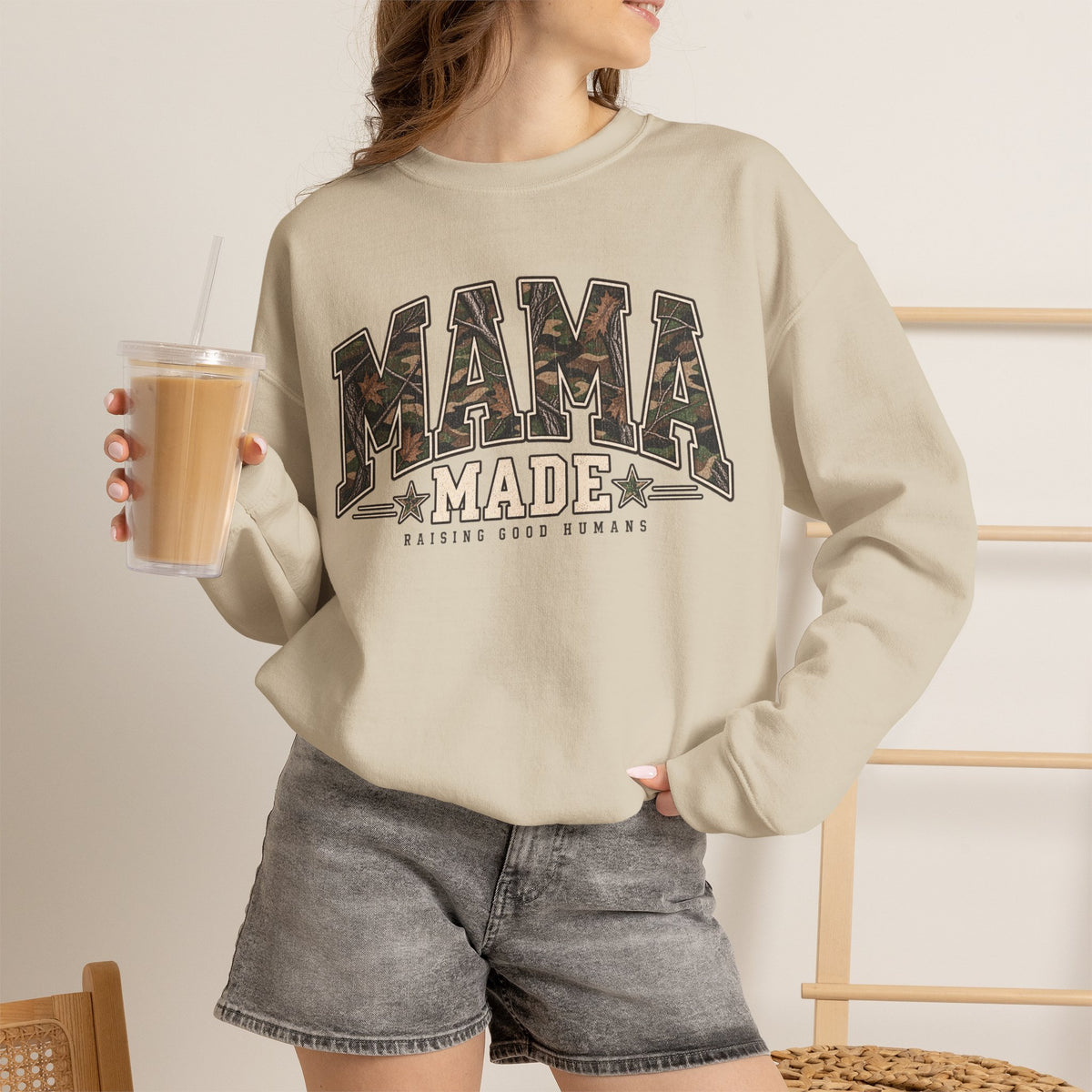 Mama Made Vintage Camo Crewneck