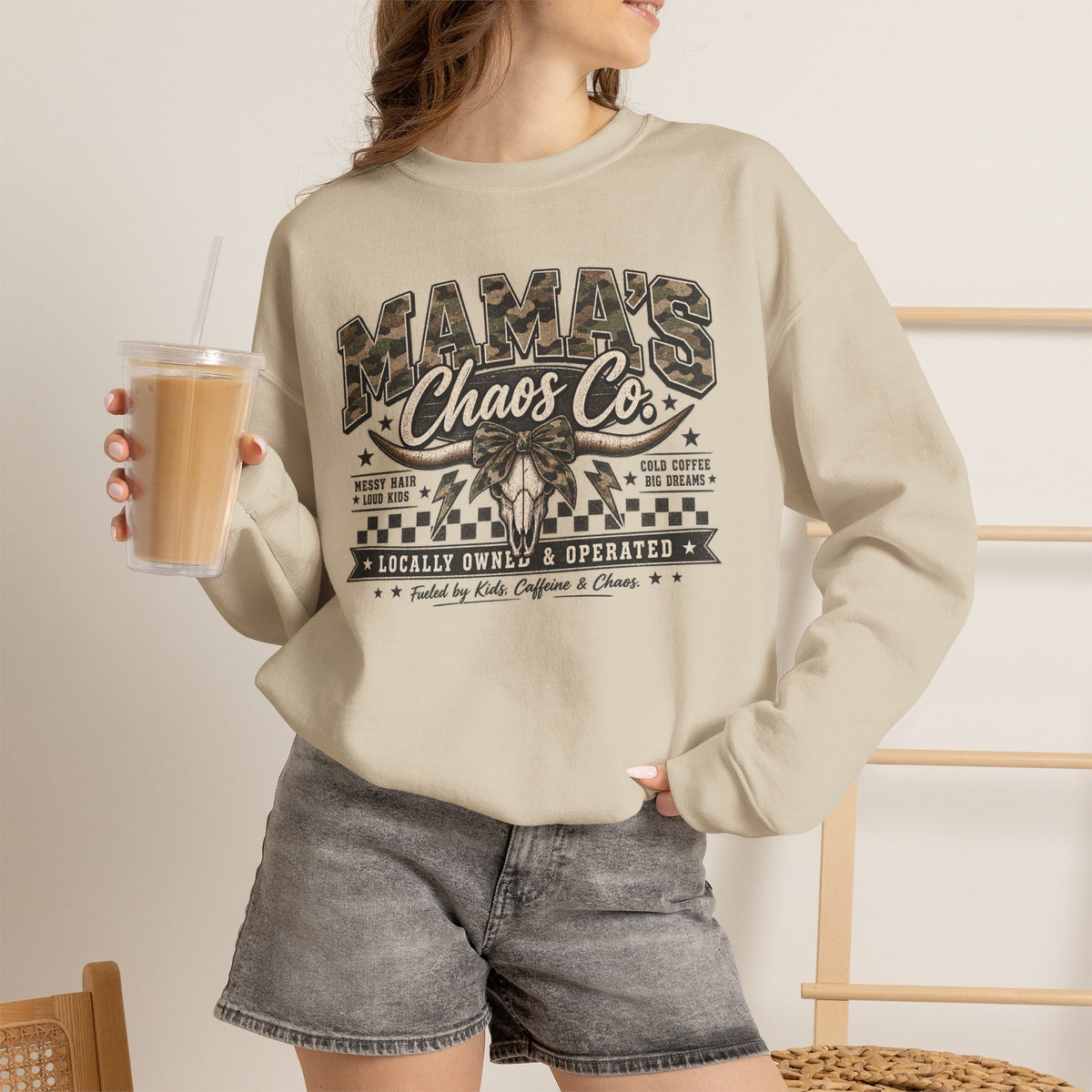 Mama’s Chaos Co. Camo Crewneck