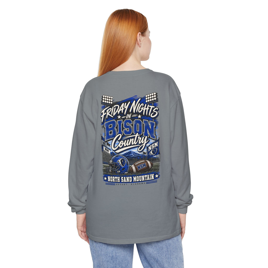 Friday Nights in Bison Country Comfort Colors Long Sleeve