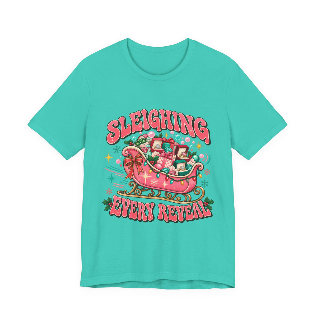 Sleighing Every Reveal Retro Christmas Tee