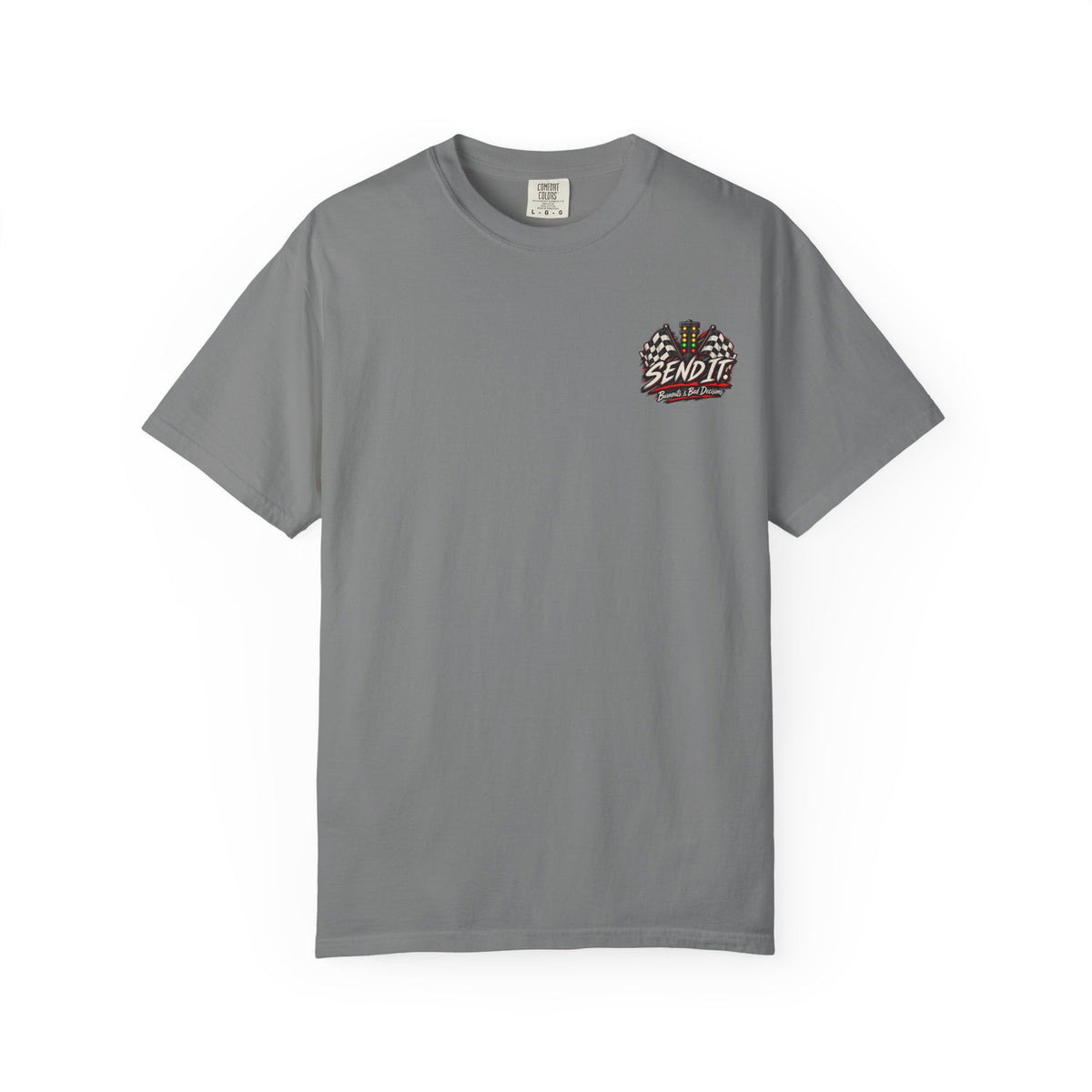 Burnouts & Bad Decisions Comfort Colors Racing Tee