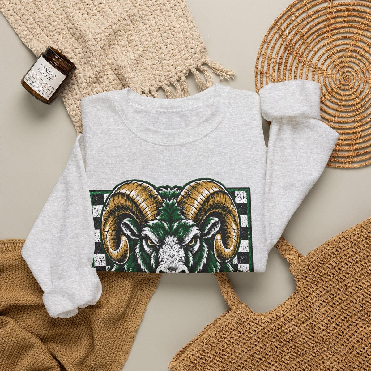 Vintage Rams Checkerboard Crewneck Sweatshirt