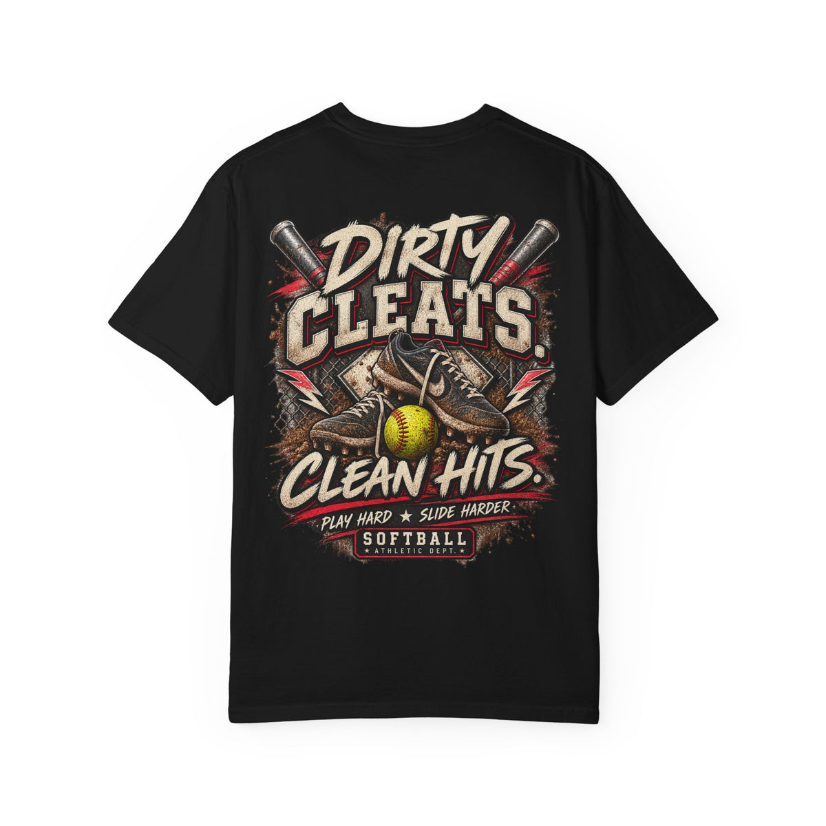 Dirty Cleats, Clean Hits Comfort Colors Tee