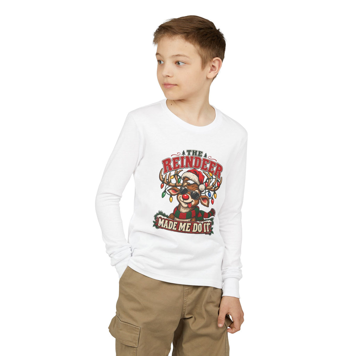 The Reindeer Made Me Do It Youth Long-Sleeve Tee