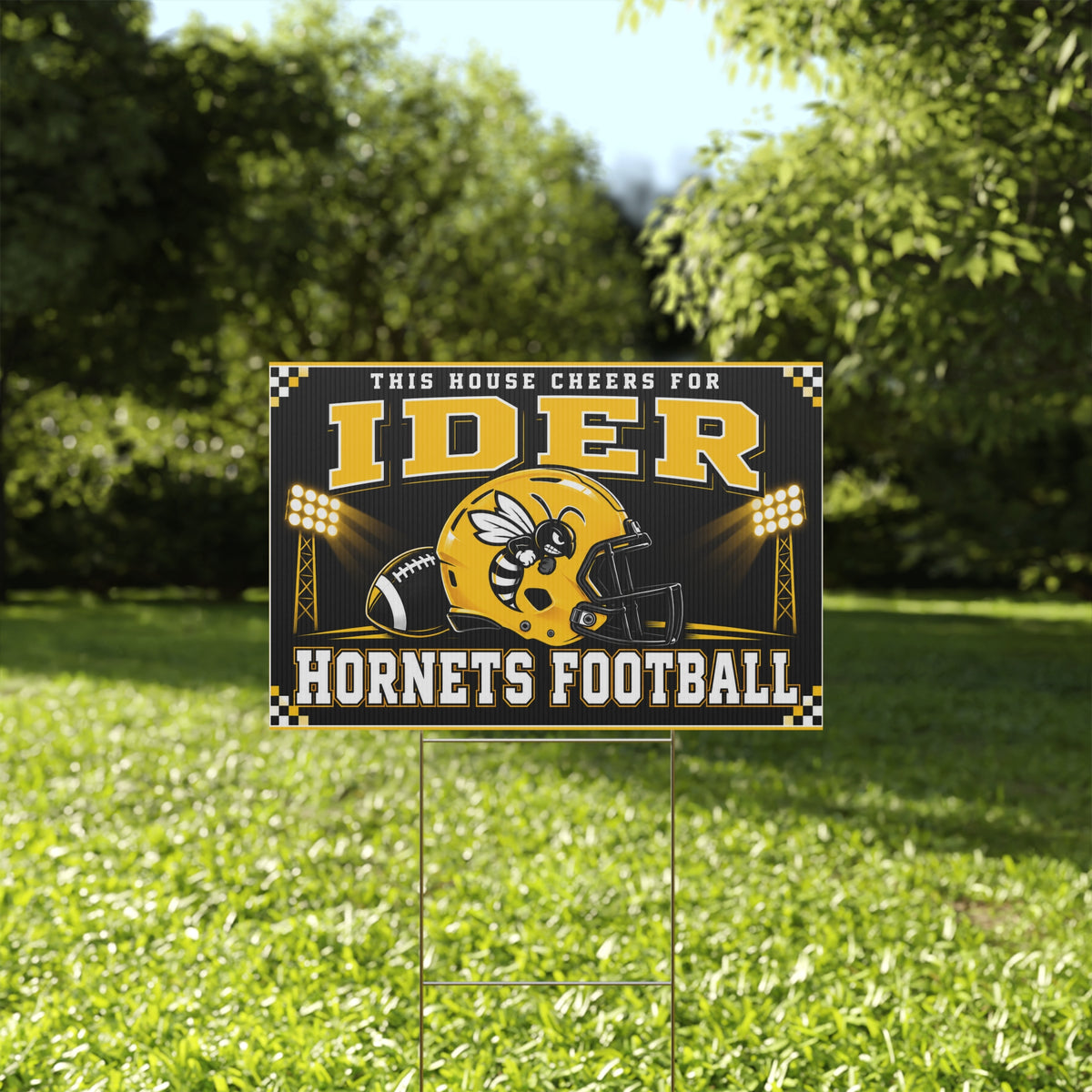 This House Cheers for Ider Hornets Football Yard Sign