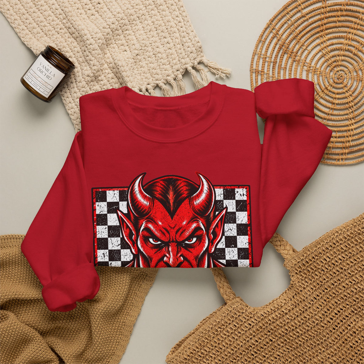 Vintage Red Devils Checkerboard Crewneck Sweatshirt