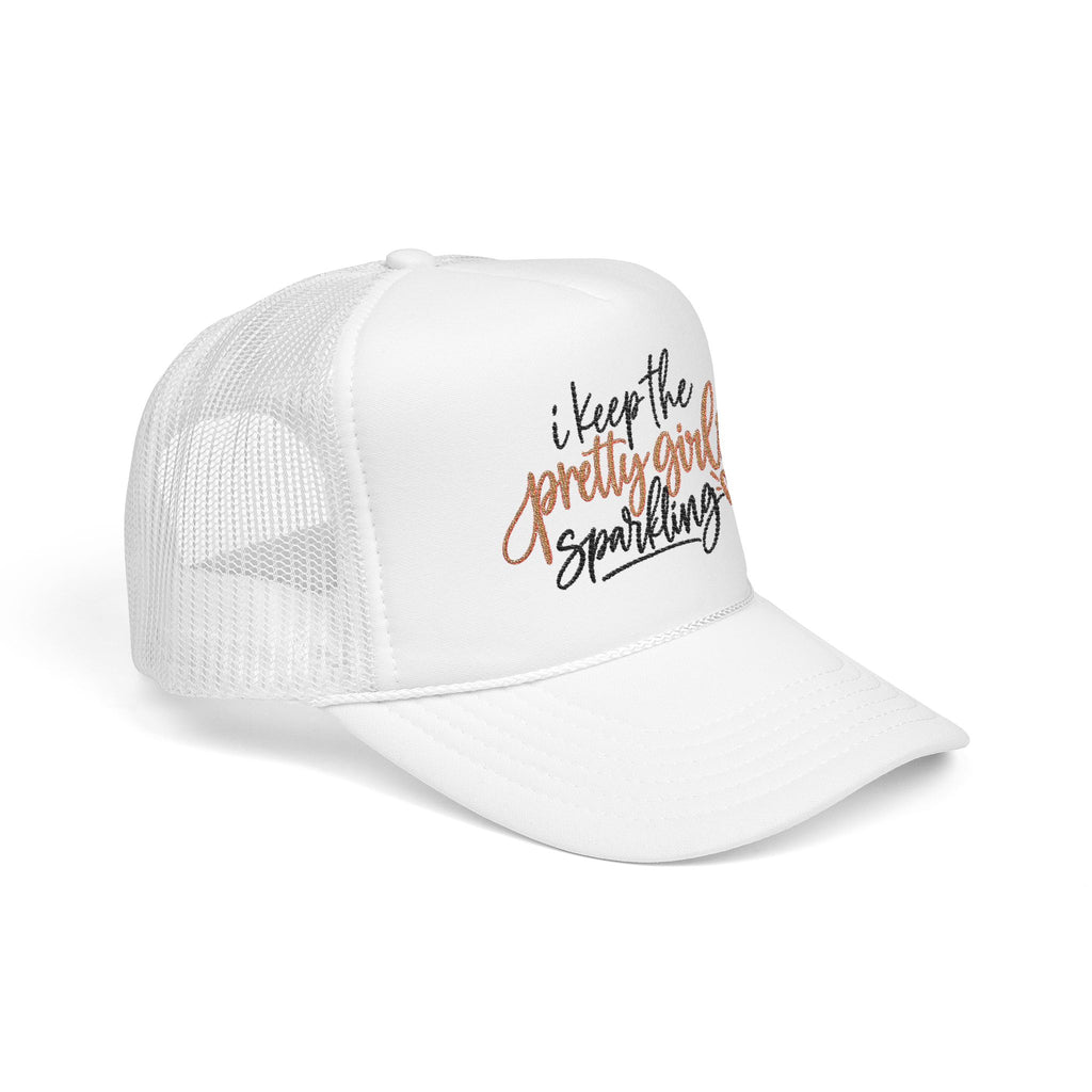 "I Keep the Pretty Girls Sparkling" Glitter Script Trucker Hat