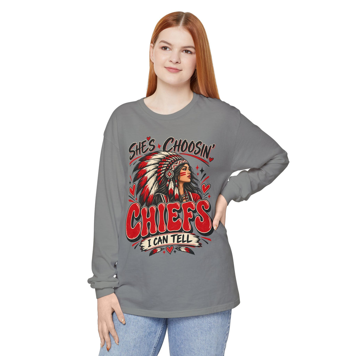 She’s Choosin’ Chiefs Adult Long-Sleeve Spirit Tee