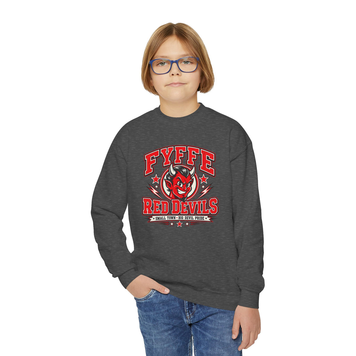 Fyffe Small Town, Big Devil Pride Youth Crewneck