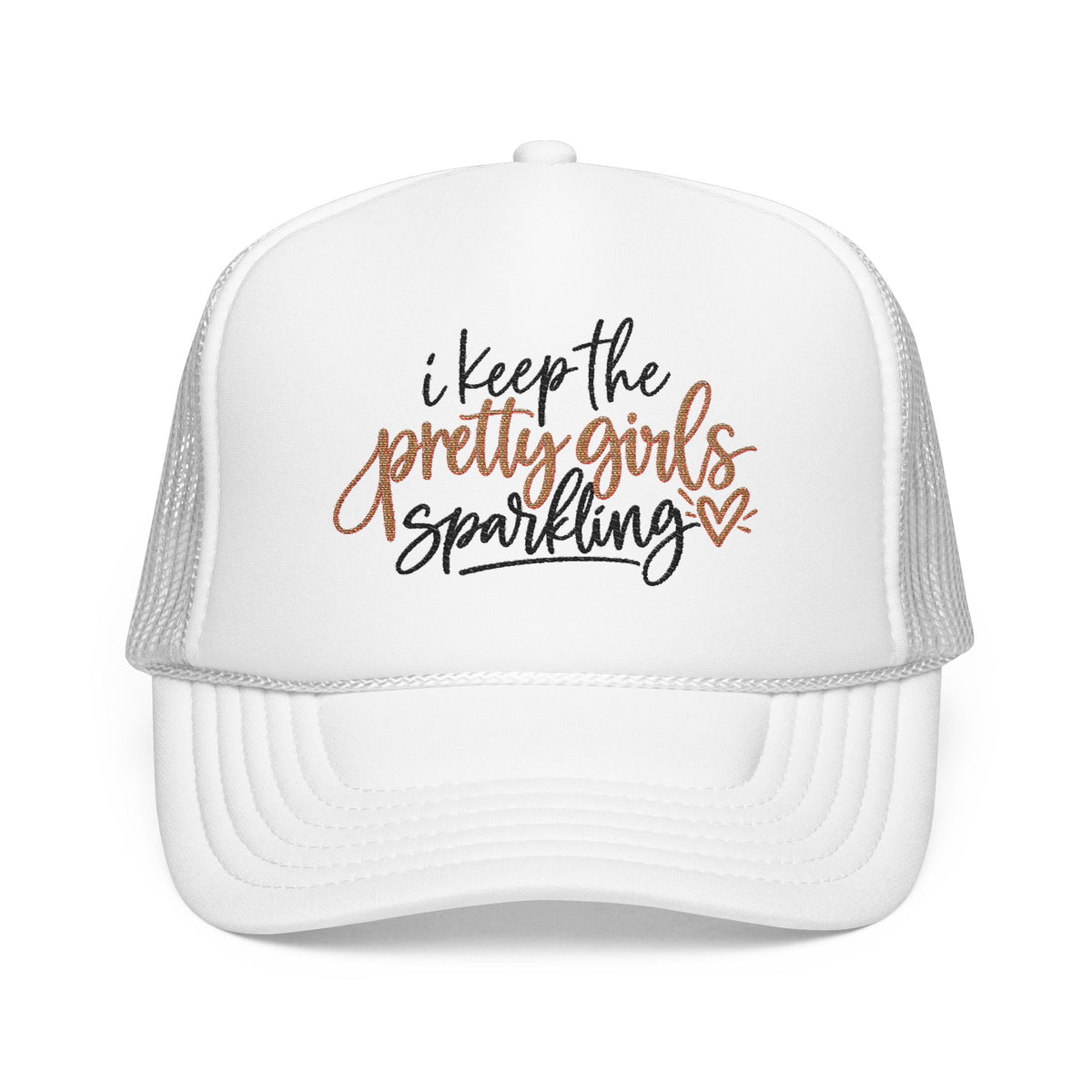 "I Keep the Pretty Girls Sparkling" Glitter Script Trucker Hat