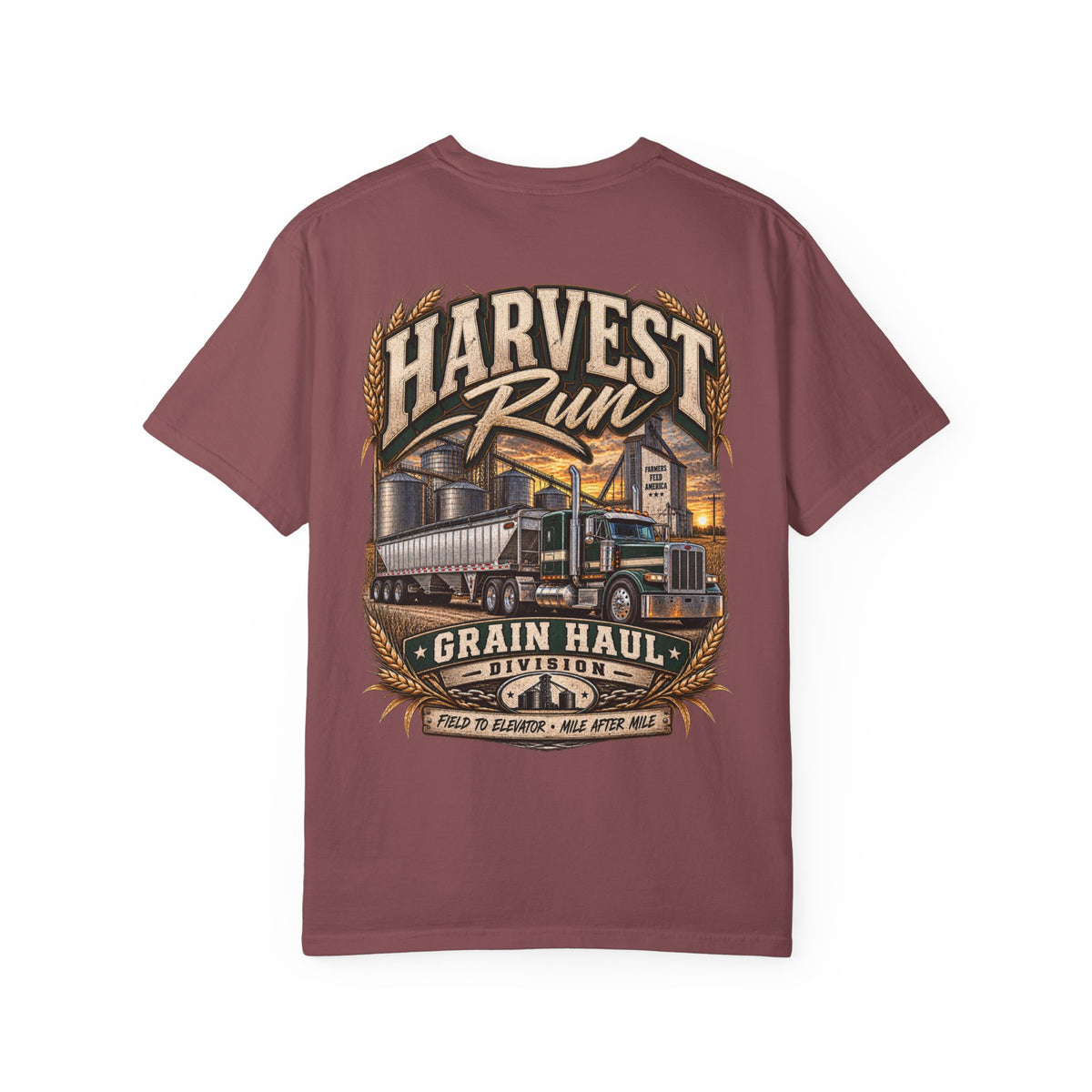 Harvest Run Grain Hauler Vintage Trucking Tee