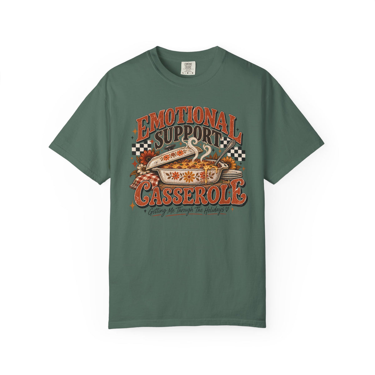 Emotional Support Casserole Vintage Thanksgiving Graphic Tee