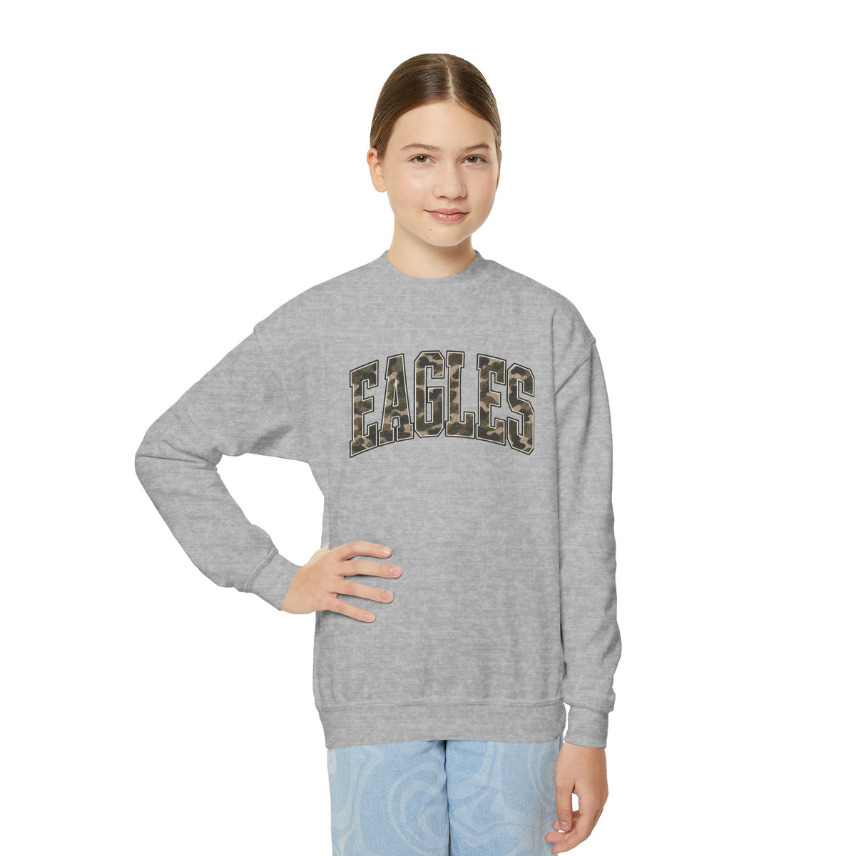 Youth Eagles Camo Crewneck