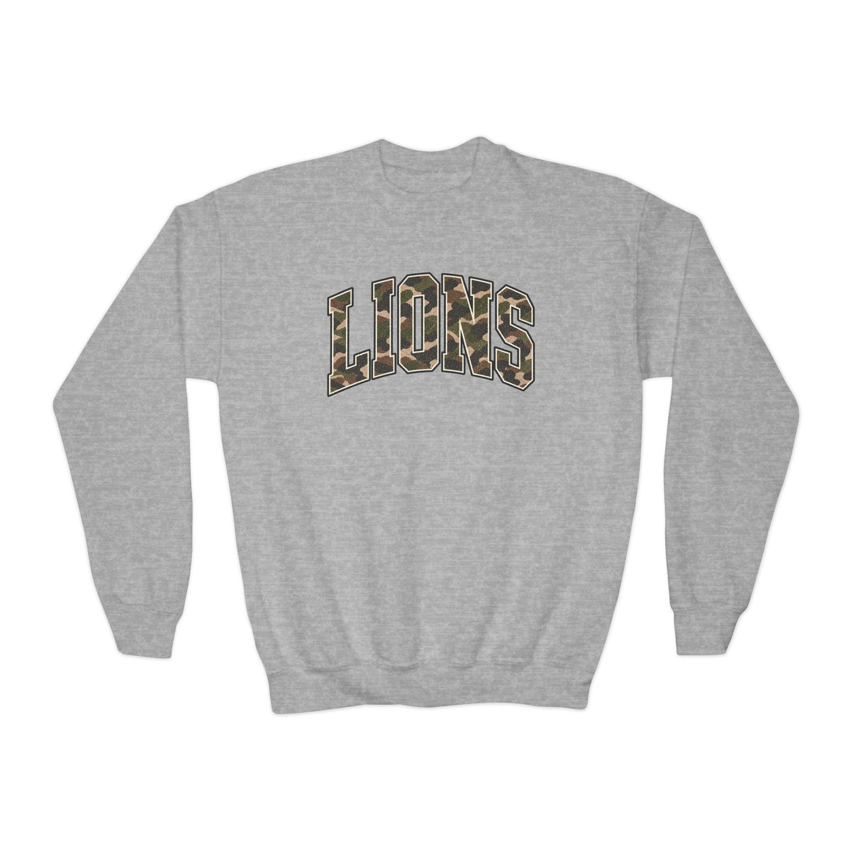 Youth Lions Vintage Camo Crewneck Sweatshirt