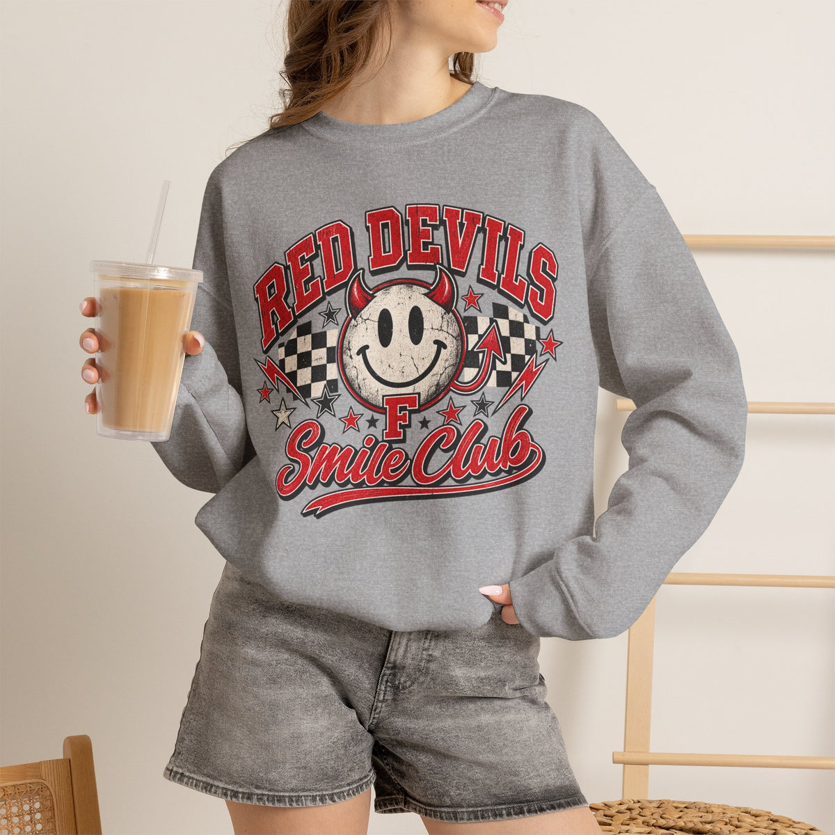 Red Devils Smile Club Vintage Crewneck