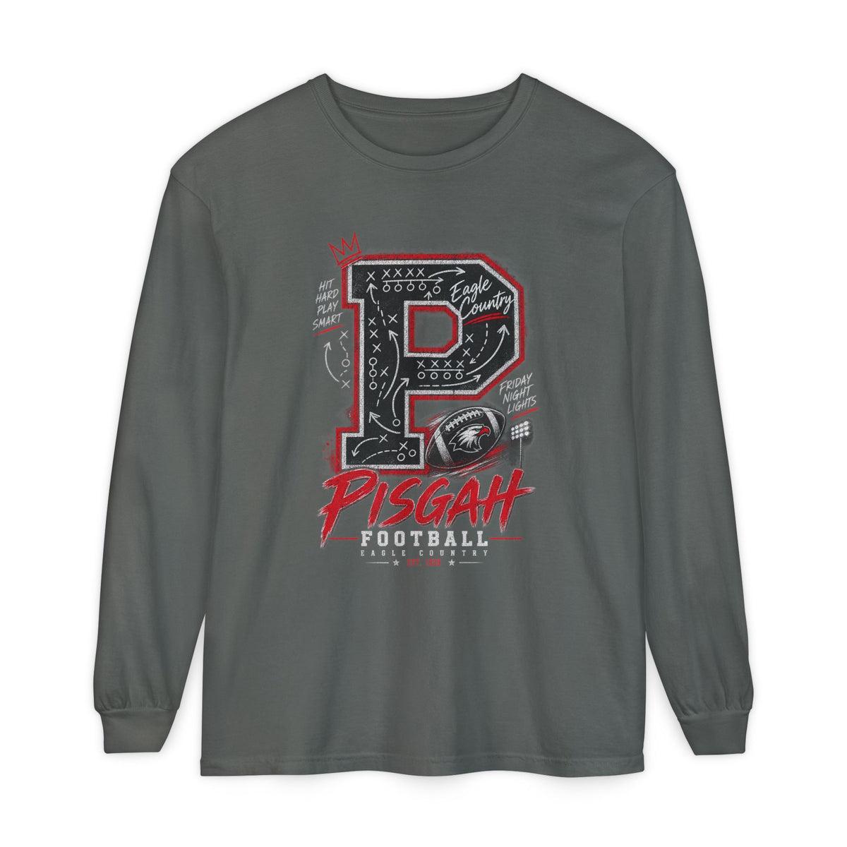 Pisgah Eagles Football Playbook Comfort Colors Long Sleeve
