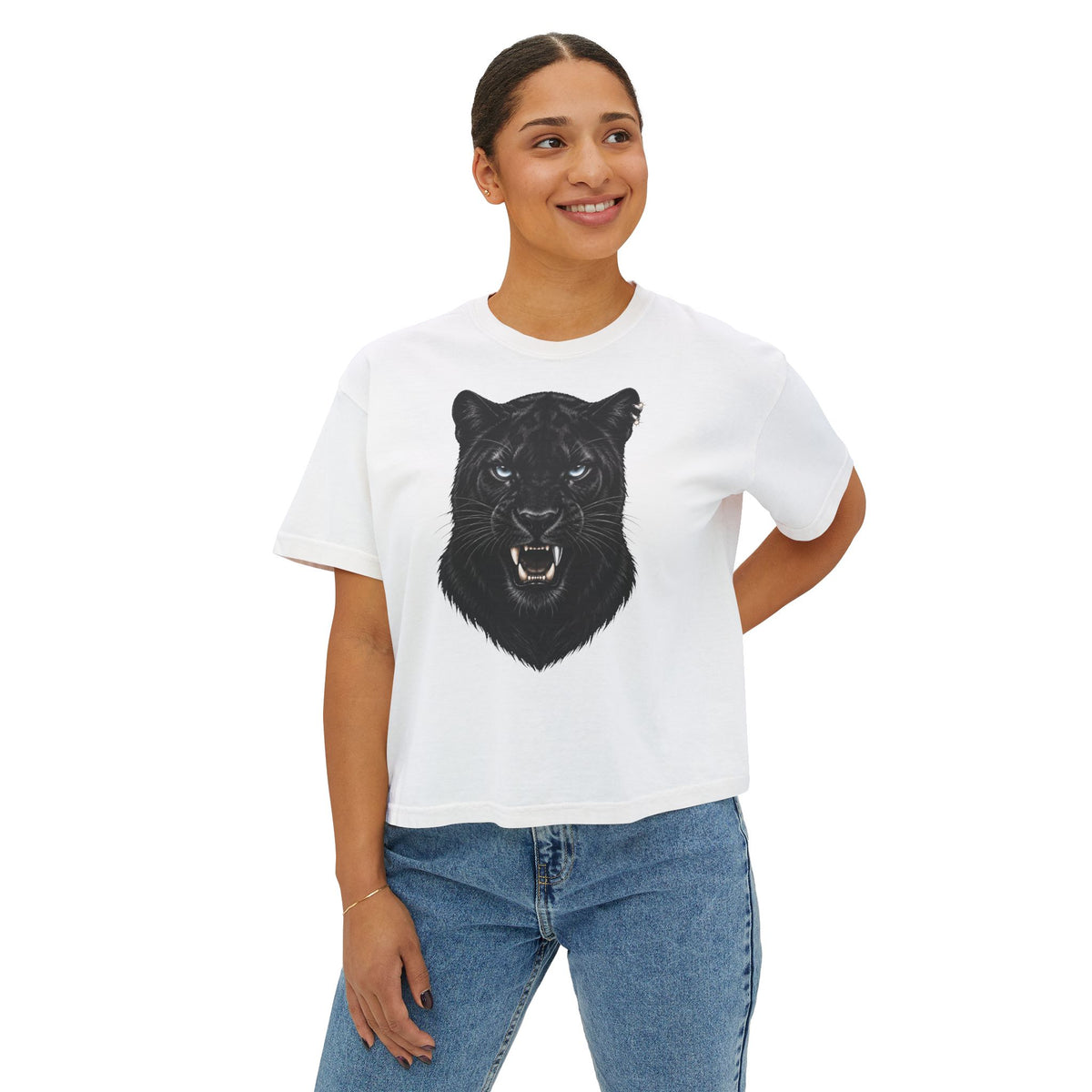 Midnight Panther Boxy Crop Tee